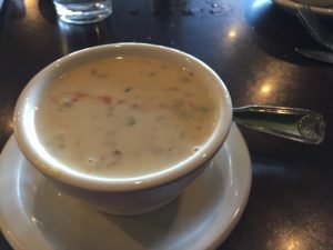Tasty Asparagus and Corned Beef Chowder.  It sounds like an odd mix but it worked.